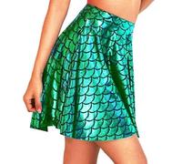 Ushiny Gonne a Squame di Pesce Minigonna Verde Costume da Festival sulla Spiaggia Rave Outfit per Donne