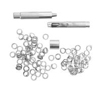 USHOBE 1 Scatola Punzone per Occhielli in Acciaio Argento 10mm per Pelle | Riparazioni e Cucito, Foratura Precisa e Posa, Finitura Liscia senza Bave, Uso su Borse e Collari