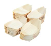 USHOBE 100 Pezzi Barchetta Monouso in Legno, Piccola | Adatta alla Decorazione del Piatto, Usa e Getta, Sicura per Alimenti, Forma a Imbarcazione