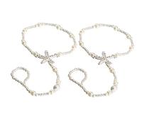 USHOBE 2 Pz Cavigliera Stella Marina Cavigliere Di Perle Simulate Braccialetto Per Le Donne Sandali Baretrap Da Donna Arredamento Oceanico Perla Piedi Sposa Accessori