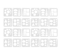 USHOBE 24 Pezzi Set Stencil Geometrico per Disegno Forme Matematiche in Pet Riutilizzabile Facile da Conservare per Progetti a Casa e Ufficio