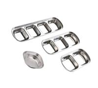 USHOBE 4 Pezzi Ciotola per Condimenti Divisa in Acciaio Inox, | Design Impilabile Fondo Stabile e Bordo Arrotolato, Separa Sapori per Picnic e Buffet