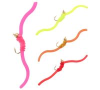 USHOBE 4 Pezzi Mosca Eschetta San Juan per Trota, Taglia 12 Testina Perlata | Set Assortito per Pesca in Specchio D'acqua e Strati Profondi, Silicone e Acciaio al Carbonio, Finitura Sfumata