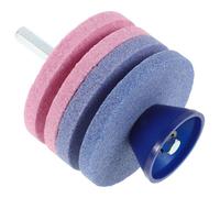 USHOBE Affilacoltelli per Tosaerba con Testa di Molatura Industriale a 4 Strati, Affilapunte Versatile in Plastica e Acciaio, per Uso Domestico e Industriale