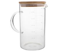 USHOBE Caraffa Graduata in Vetro con Coperchio e Manico 1000ml, Design Elegante e Dimensioni Comode per Uso in Cucina e Intrattenimento Ospiti