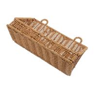 USHOBE Cestino da Parete in Plastica Rattan, Stile Boho, Colore Khaki | Montaggio a Parete, Sfrutta lo Spazio Verticale, per Shampoo e Barattoli, Finitura Intrecciata Rustica