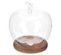 USHOBE Cupola di Vetro a Forma di Frutto con Base in Legno | Espositore Vintage Trasparente, Supporto Stabile, per Anelli Nuziali e Piante Artificiali
