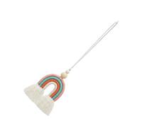 USHOBE Ornamento Arcobaleno da Appendere per Auto Perle di Legno | Corda di Cotone Intrecciata a Mano, Charm Decorativo per Stanza Creativa, Uso Versatile e Fresco