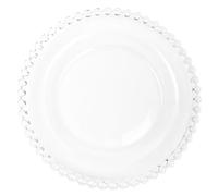 USHOBE Piatto in Vetro da 20 Cm per Frutta e Insalate, con Bordo Perlato, Stoviglie Creative per Uso Quotidiano e Feste