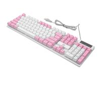 USHOBE Tastiera da Gioco Rosa Abs 104 Tasti Sospesi, Resistente e Robusta, Supporto Pieghevole per Accessori Gaming PC