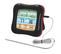 USHOBE Termometro da Cucina Digitale Timer, Termometro Barbecue, Sonda in Acciaio Inox e Abs, Risoluzione 1°c, Precisione ±1°c/1,8°f, Nero, per Prosciutto e Pesce, per Appassionati