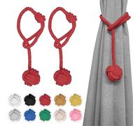 Ushomin Fermatende per tende, confezione da 2 fermatende per tende, fermatende per tende da esterni, per tende, lavori a maglia a mano, fermatende decorativi (rosso)