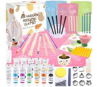 USHOP Kit Ceramica Fai da Te per Principianti,Kit Completo di Ceramica,Set di Ceramiche per la Casa,Per Bambini E Adulti,Fai da Te,Asciugatura All'aria,Include Argilla Indurente ad Aria