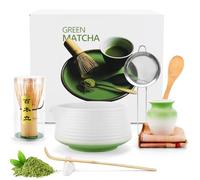 USHOP Matcha Kit 8 pezzi,Set da tè Matcha,Ciotola Matcha con beccuccio,Matcha Whisk,Supporto Chasen,Cucchiaio di Matcha,Setaccio,Tovagliolo da Tè,Portacucchiaio,Set Matcha per Principianti Regalo