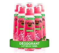 Ushuaïa - Deodorante compresso, 48 ore, melograno delle Azzorre, confezione da 6 x 100 ml