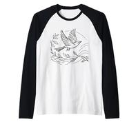 Usignolo Arte lineare Amante degli Uccelli Maglia con Maniche Raglan