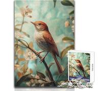 Usignolo su un ramo con fiori, puzzle da 1000 pezzi per adulti, gioca e impara, attività intelligente, sentito per festeggiare, dimensioni 50x75cm