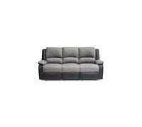 UsineStreet - Divano relax in microfibra, 3 posti, colore: Grigio/Nero