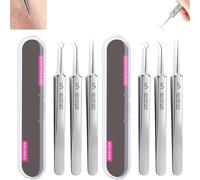 Usiveinborn - Pinzette di precisione per la rimozione di punti neri, pinzette di precisione per punti neri, pinzette professionali in acciaio inox per la rimozione dei punti neri (6 pezzi)