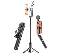 USKEYVISION Treppiede magnetico per selfie con luce e telecomando, treppiede per telefono con supporto magnetico per Magsafe, supporto per cellulare girevole a 360° per iPhone/Android, per