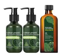 Usman Grass & Leaf Of Oriental Arborvitae Shampoo and Conditioner Set con olio per capelli, 3 pezzi Travel Hair Care Kit Kit per la cura dei capelli Deep Cleansing Oil Control, Strengthening Reduces