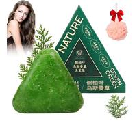 Usman Grass Shampoo Solido, 2025 Nuovo Nature Triangle Shampoo Solido, Sette Saponi Shampoos Verdi, Calma & Rinforza I Capelli, Controlla Il Sebo e Rimuove La Forfora, Con Rete Schiumogena (1PC)