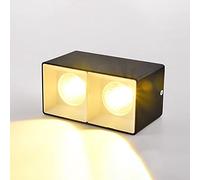 USMCPQVXN Faretto da Soffitto a Led Quadrato, Faretto da Soffitto Regolabile, Faretto da Soffitto in Alluminio a 2 Vie, Faretti Direzionali per Corridoio, Soggiorno/Nero+Bianco2*7W