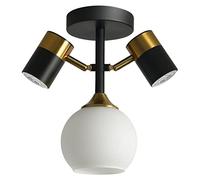 USMCPQVXN Faretto da Soffitto a Semi Incasso con Globo in Vetro, Faretto da Soffitto a Semi Incasso, Faretto a Binario a Led Nero Oro a 3 Luci con Teste Luminose Girevoli per Camera da Letto, Soggiorn