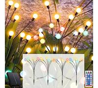 USMEI Luci Solari Esterno Firefly con Telecomando, 10 LED Lucciole Lampade Solari per Giardino Vialetto Scala Paesaggio, 2 Colori di Luce, 8 Modalità di Luce, IP65 Impermeabile (1 Trascina 4)