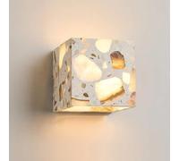 USMJQVZ Applique da Parete Moderne in terrazzo Quadrato con luci da Parete rettangolari in Pietra di Marmo, Illuminazione LED Integrata su e Giù per Camera da Letto, Soggiorno, Bagno, corridoio