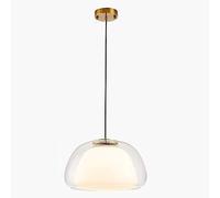 USMJQVZ Lampada a Sospensione Moderna in Vetro Trasparente a 1 Luce con Doppio Paralume in Vetro Lampada a Sospensione per Illuminazione a Sospensione da Cucina, plafoniera sopra Il lavandino