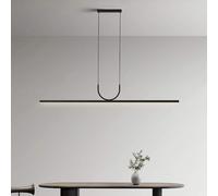 USMJQVZ Lampada a Sospensione Moderna, Lampada a Sospensione lineare a LED in Metallo Nero, Illuminazione a Sospensione lineare con Temperatura di Colore Regolabile 3000K-6000K Ufficio Isola Cucina,