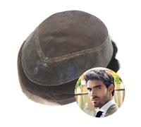 Uso maschile Lace Front Male Hair Prosthesis Breathable Mono Top with PU Skin Around Human Systems Toupee Testa di parrucca(8x10)