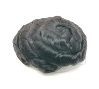 Uso maschile Parrucchino da uomo con sistema di pizzo for capelli umani veri al 100% 8x10 pezzi sostitutivo europeo Testa di parrucca(Off Black)