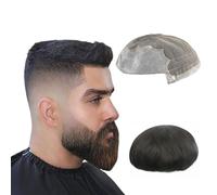 Uso maschile Sistema di sostituzione dei capelli Toupee for uomo Protesi for umani Unità for Mono Combinabile con pezzi in PU dietro Testa di parrucca(8x10)