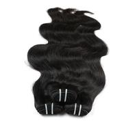 Uso quotidiano 15A capelli umani, 3 fasci ondulati, extension brasiliane non trasformate, colore naturale per donne nere (28 pollici)
