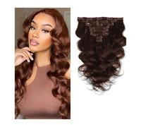 Uso quotidiano, 8 pezzi, 20 clip, Wavy Curly Full Head Clip in Double Weft Hair Extension Human Hair for Women Thick Wavy Hairpieces Brown (22 pollici) 1 pezzo)