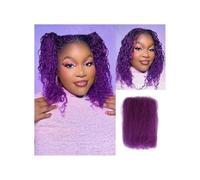 Uso quotidiano Capelli umani sciolti per trecce afro crespi e ricci, 50 g/pacchetto, per estensioni di micro-locs(Purple,10 pollici)
