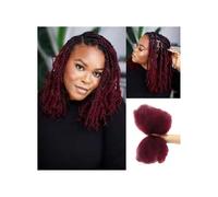 Uso quotidiano Capelli umani sciolti per trecce afro crespi e ricci, 50 g/pacchetto, per estensioni di micro-locs(Wine Red,14")