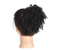 Uso quotidiano delle feste Extension for capelli ricci e crespi, con elastico, for chignon afro corto sintetico(1B)