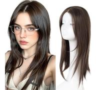 Uso quotidiano delle feste Parrucca intera da donna, senza traccia, ristampata. I titoli di testa coprono i capelli bianchi in alto(Natural)