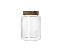 USOHJZ 1.25/1.95/2.5/3.4L Barattolo di Caramelle di Vetro Rotondo Barattolo di Conservazione degli in Legno Cucina Chicchi for Snack A Casa per Dolci(1.95L)