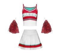 USOHJZ Costume da cheerleader for ragazze della scuola, elegante e traspirante, vestito, canotta gonna Per Eventi(Red,120)