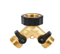 USOHJZ Divisore for Tubo Flessibile Connettore Multi-Rubinetto Adattatore for dell'Acqua da Giardino a 2 Vie Distributore a Y for Rubinetto Valvola di Flusso Indipendente(Gold-2PCS)