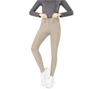 USOHJZ Pantaloni da Equitazione con Cerniera e Bottoni, Leggings Donna, Calzamaglia Sportiva Interamente in Silicone(Khaki,XS)