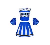 USOHJZ Uniforme da cheerleader for bambini, gonna corta senza maniche, set di abbigliamento ballo for ragazze della scuola, affascinante vestito for la Per Eventi(Blue,120cm)
