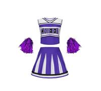 USOHJZ Uniforme da cheerleader for bambini, gonna corta senza maniche, set di abbigliamento ballo for ragazze della scuola, affascinante vestito for la Per Eventi(Purple,120cm)