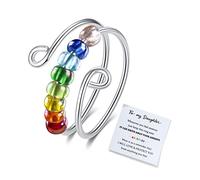 Usoway Anello Fidget per ansia, anelli per ansia, per donne, impilabile regolabile, per alleviare l'ansia, anello arcobaleno fidget regalo (arcobaleno) 1