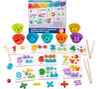 Usper Montessori Giocattoli 1 2 3 4 5 Anni In Legno Educativo Matematica Giocattoli Perline Gioco di Ordinamento Colori Con 63 Perline, Bacchette e Cucchiai