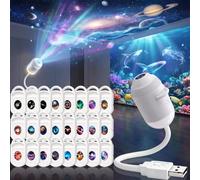 Usper Proiettore Galassia Soffitto Galaxy Projector Night Light, Plug-And-Play Hd Star Projector Proiettore Di Stelle 2 In 1, Rotazione A 360° Luminosità Regolabile (24 Pellicole per Proiezione)